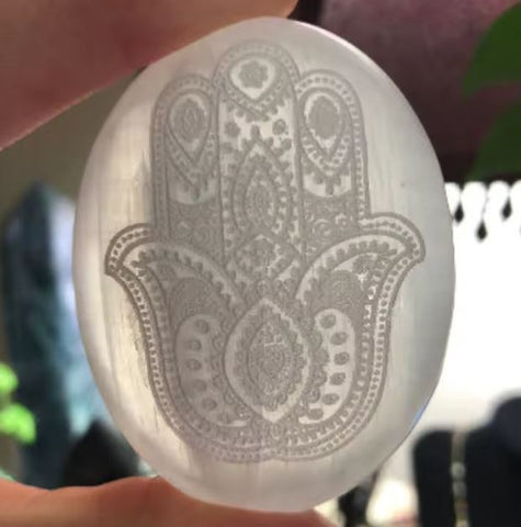 Selenite Stone with Symbol