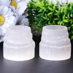 raw selenite candle holder