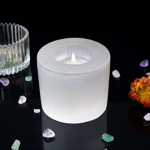 Selenite tea light holder