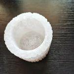 Selenite candle holder log