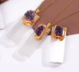 Amethyst and selenite necklace