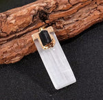 Selenite and Black Tourmaline Necklace
