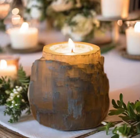 Large Selenite Candle Holder