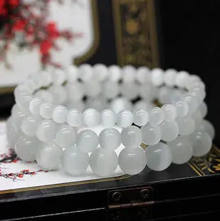 White selenite bead bracelets