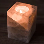 Selenite cube candle holder