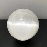Selenite sphere with holder