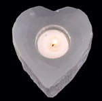 Heart selenite candle holder