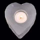 Heart selenite candle holder