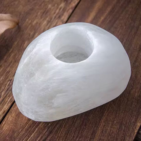 Natural Selenite Stone Candle
