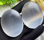 Large selenite palm stone