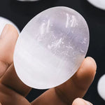 Selenite meditation palm stone