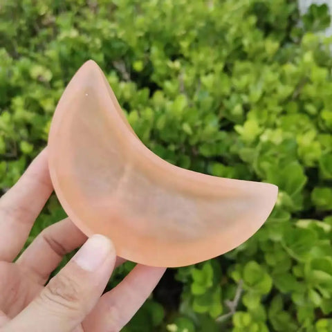 Moon selenite bowl peach