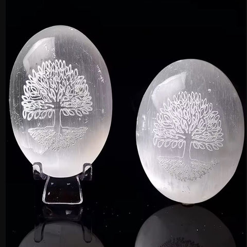 Selenite Tree of Life Palm Stone