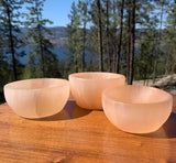 Peach selenite bowl
