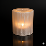 Log candle selenite holder