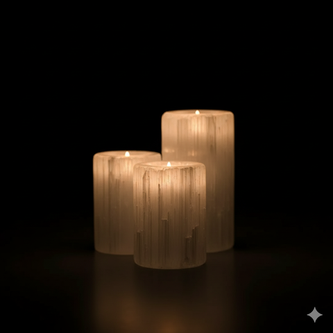White Selenite Candle Holder