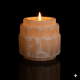 Raw selenite candle holder