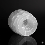 Raw selenite candle holder