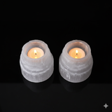 Pack of 2 raw selenite candle holder