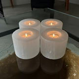 4 selenite crystal candle holder