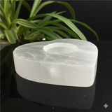 Heart crystal selenite candle holder
