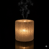 Selenite log candle holder