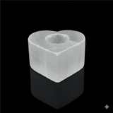 Heart crystal selenite candle holder