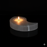 Ying Yang selenite candle holder