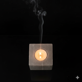 Selenite cube tea light holder