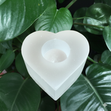 Heart crystal selenite candle holder