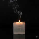 Selenite cube tea light holder