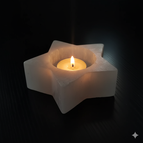 Selenite star candle