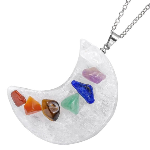 Moon selenite chakra necklace