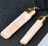 Peach selenite necklace pendant