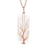Tree of life selenite necklace