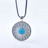 Blue flower selenite necklace