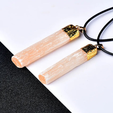 Pink selenite necklace