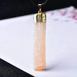 Peach selenite necklace pendant