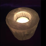 Log candle selenite holder