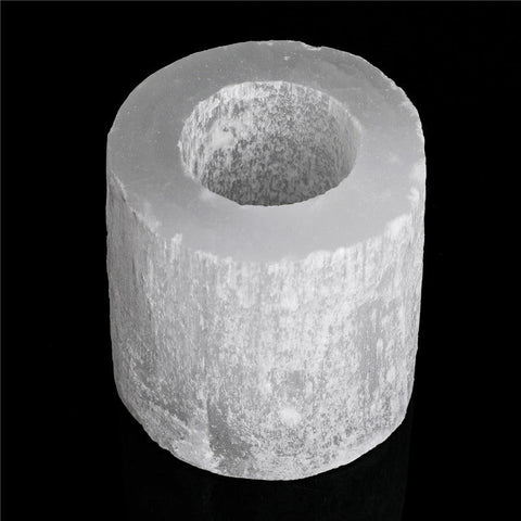 Log selenite candle holder