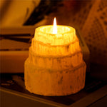 Raw selenite candle holder