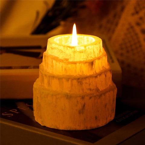 Selenite tea light holders