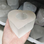 Heart crystal selenite candle holder