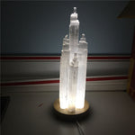 Twin tower  selenite  lamp