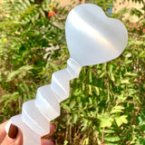 White heart selenite lamp