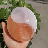 Ying Yang selenite candle holder