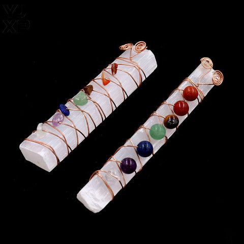 Chakra selenite wand